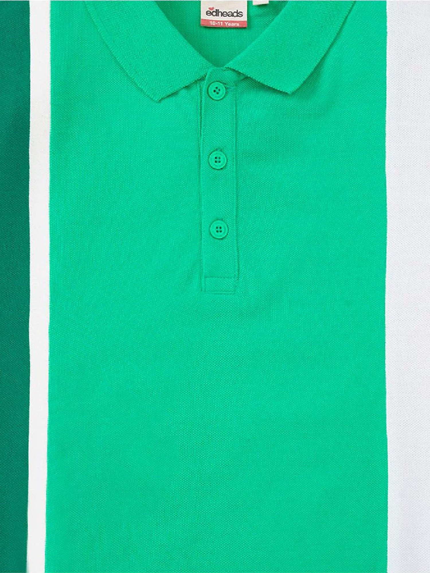 Edheads Kids Green & White Cotton Color Block Polo T-Shirt