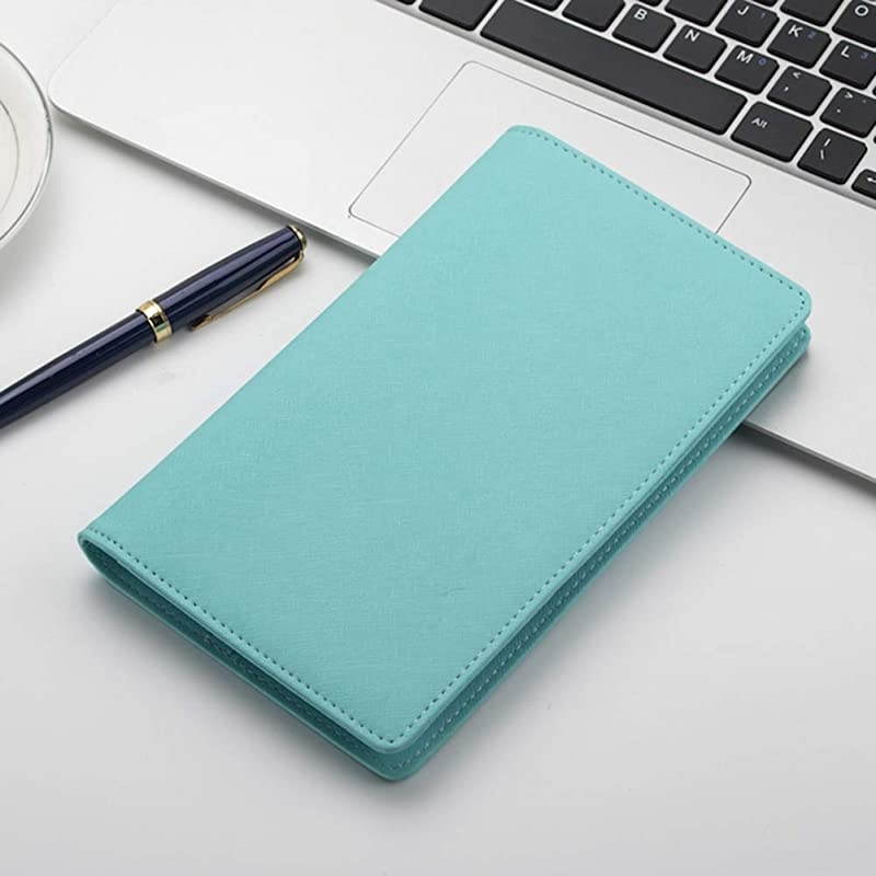 Leather Business Card Book Holder, Professional Business Cards Book Organizer PU Name Card Credit Cards Book Holder Booklet (Mint Green)