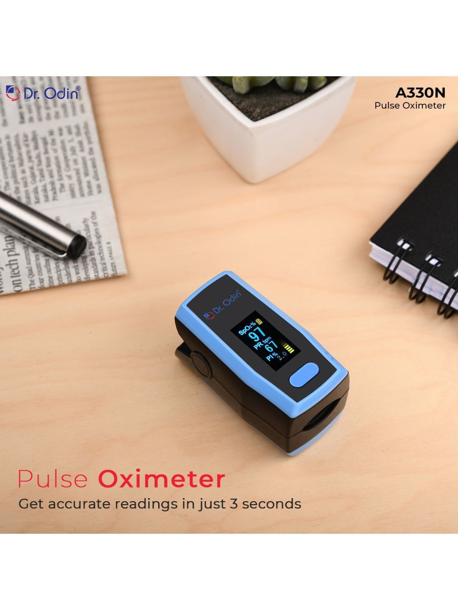 Dr. Odin A-330N Fingertip Pulse Oximeter (Black)