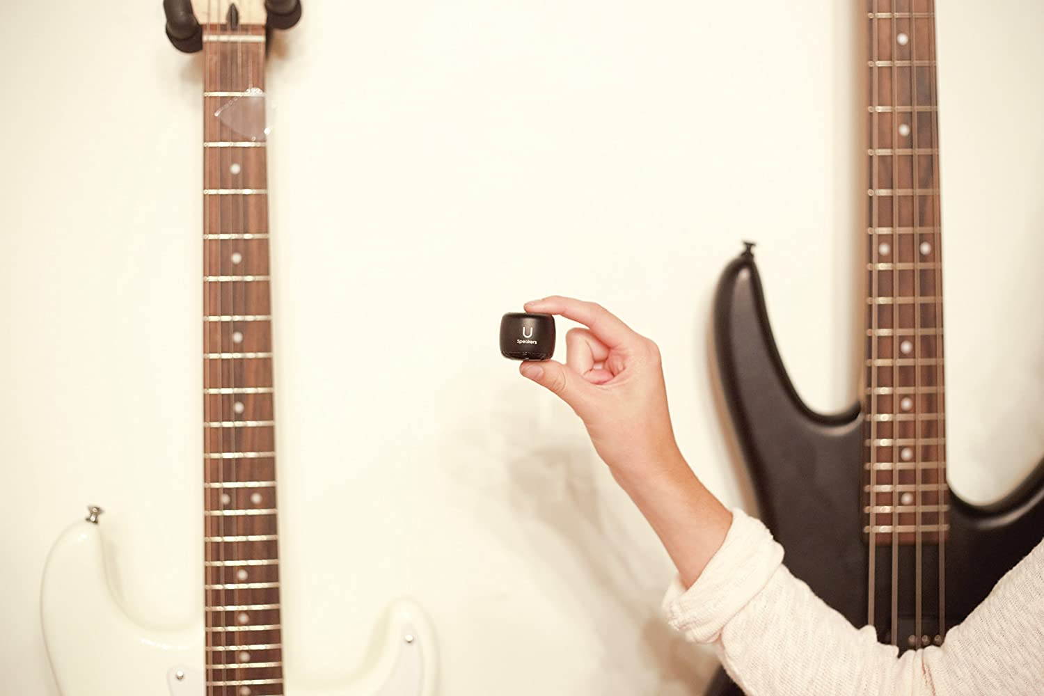 Micro Speaker - Coin-Sized Portable Wireless Bluetooth 4.2 (Black Marble) - TWS Stereo Sound with Built-in Mic and Remote Shutter - 3Hour Playtime, Aluminum - Perfect for Apple iPhone iOS Android