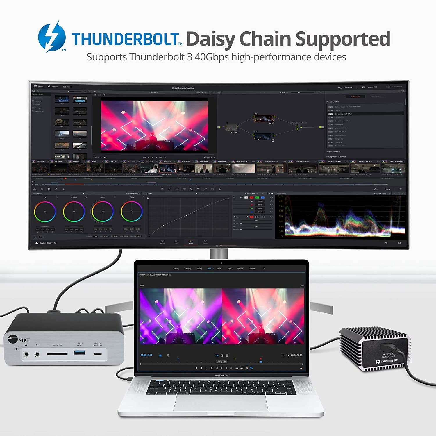 SIIG Thunderbolt 3 Laptop Docking Station, Dual M.2 NVMe Slot, 87W PD Charging, DisplayPort 1.4, SD Card Reader, 2X USB 10G Ports, 2X USB 5G Ports, Gigabit Ethernet, TAA Compliant (JU-DK0K11-S1)