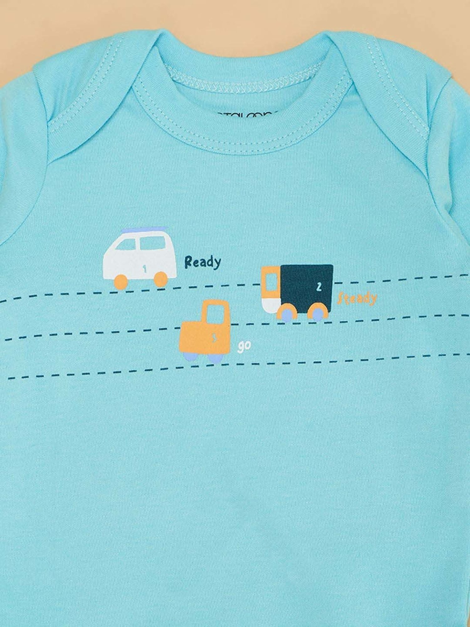 Pantaloons Baby Boys Blue & White Cotton Printed Full Sleeves Clothing Sets