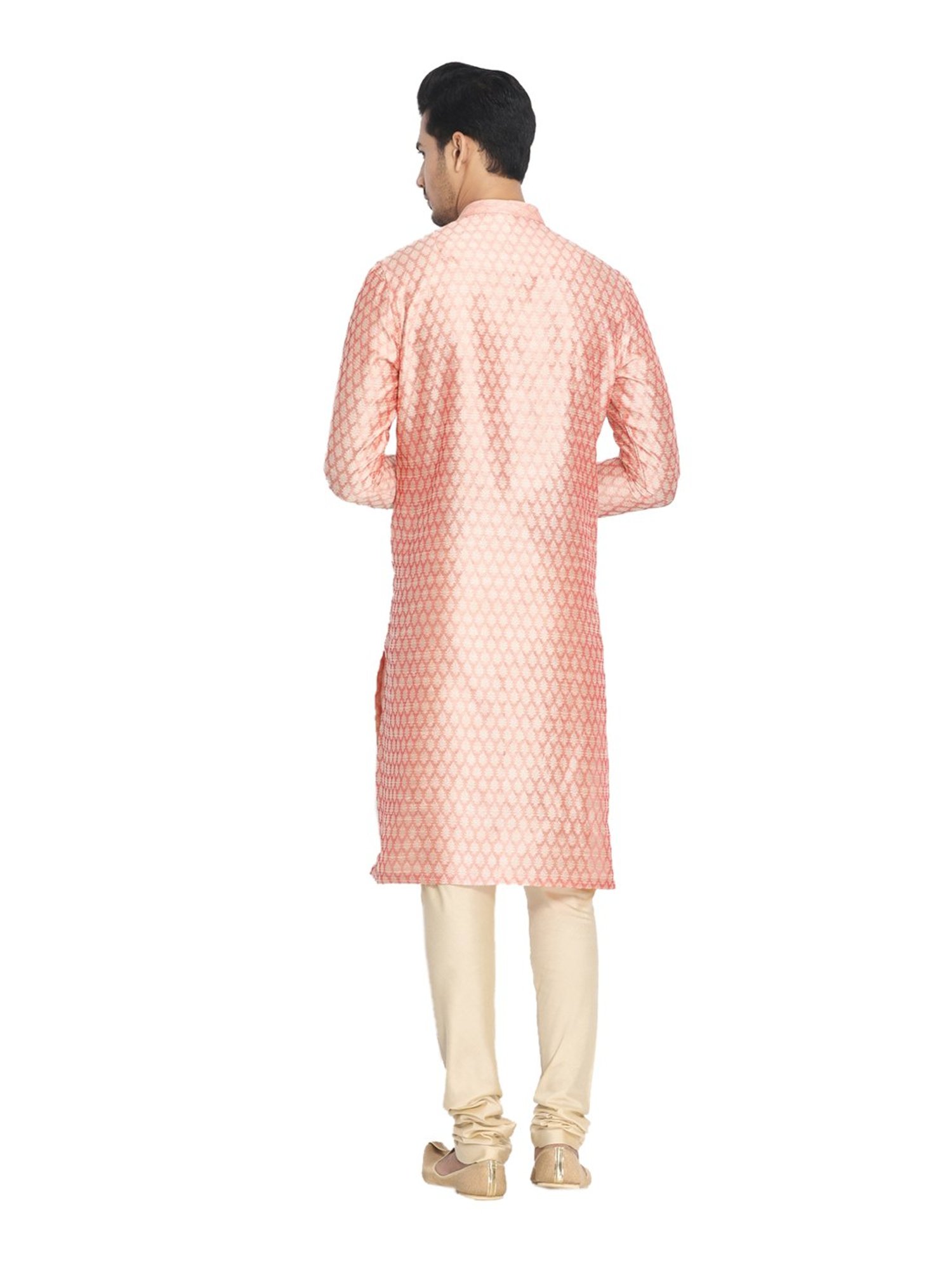 Manyavar Gajaree & Beige Printed Kurta Set