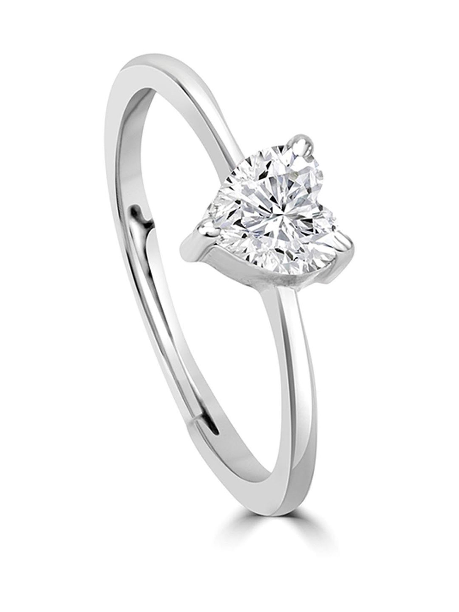 March by FableStreet 92.5 Sterling Silver White Heart Zircon Casual Ring for Women