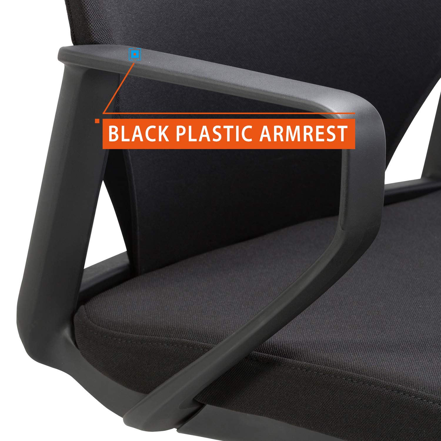 CLATINA Ergonomic Mid-Back Upholstered Swivel Task Chair with Black Plastic Arm Rest and Base for Home and Office