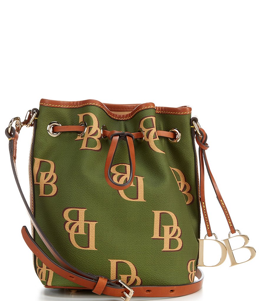 Dooney & Bourke Signature Monogrammed Collection Small Drawstring Bucket Bag