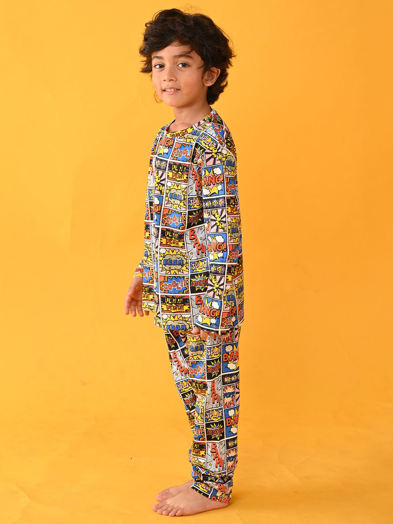 Anthrilo Kids Multicolor Printed Full Sleeves T-Shirt with Pyjamas
