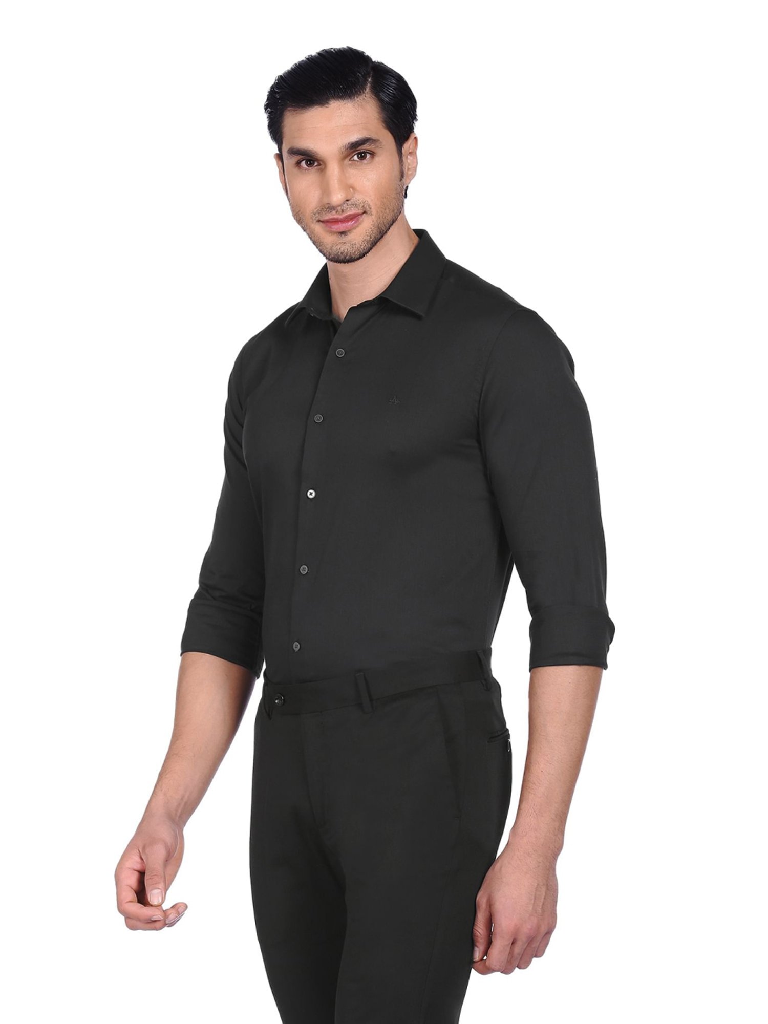 Arrow New York Black Cotton Slim Fit Shirt