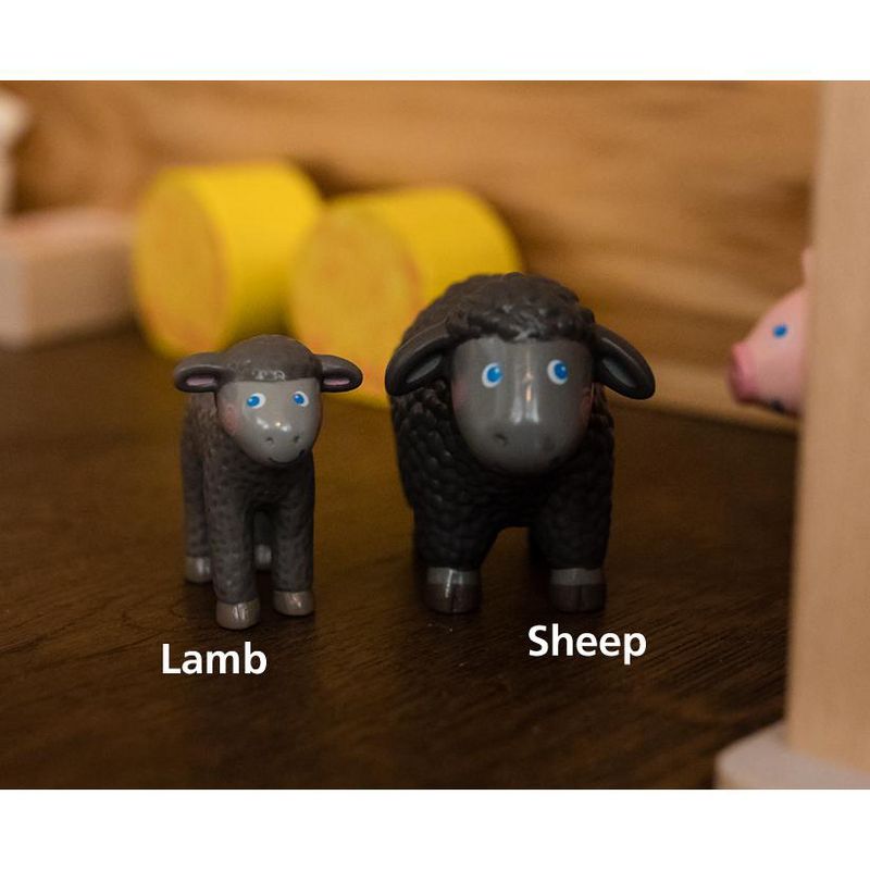 HABA Little Friends Black Sheep - 2.75" Chunky Plastic Toy Farm Animal Figure