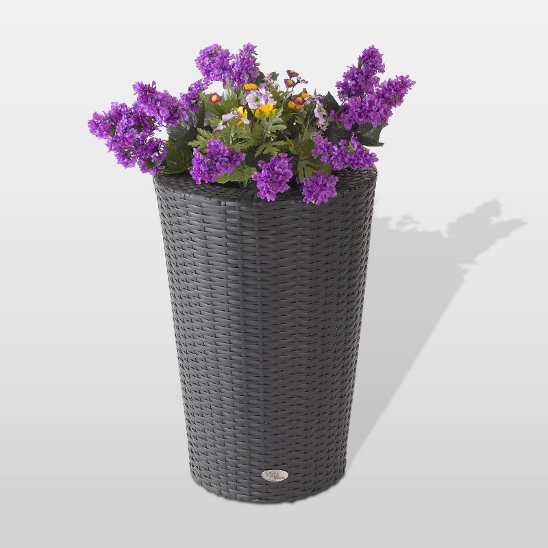 24" Resin Wicker Vista Planter Black - DMC Products