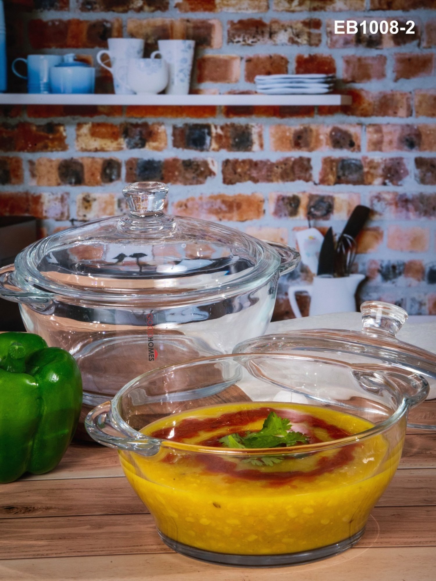 Goodhomes Transparent Glass Serving Bowl - Set of 2