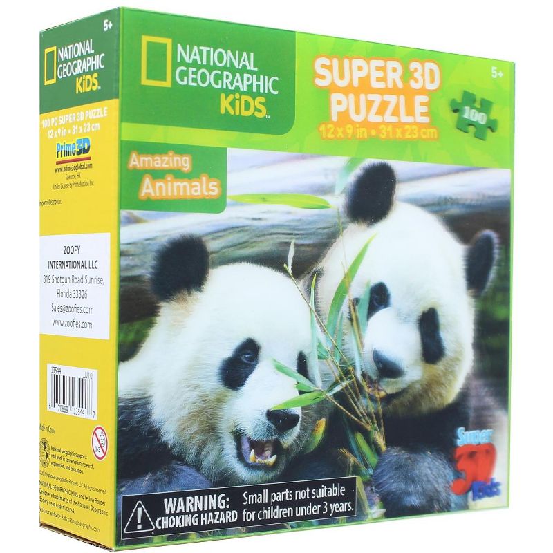 The Zoofy Group LLC National Geographic Kids Giant Pandas 100 Piece Super 3D Kids Jigsaw Puzzle