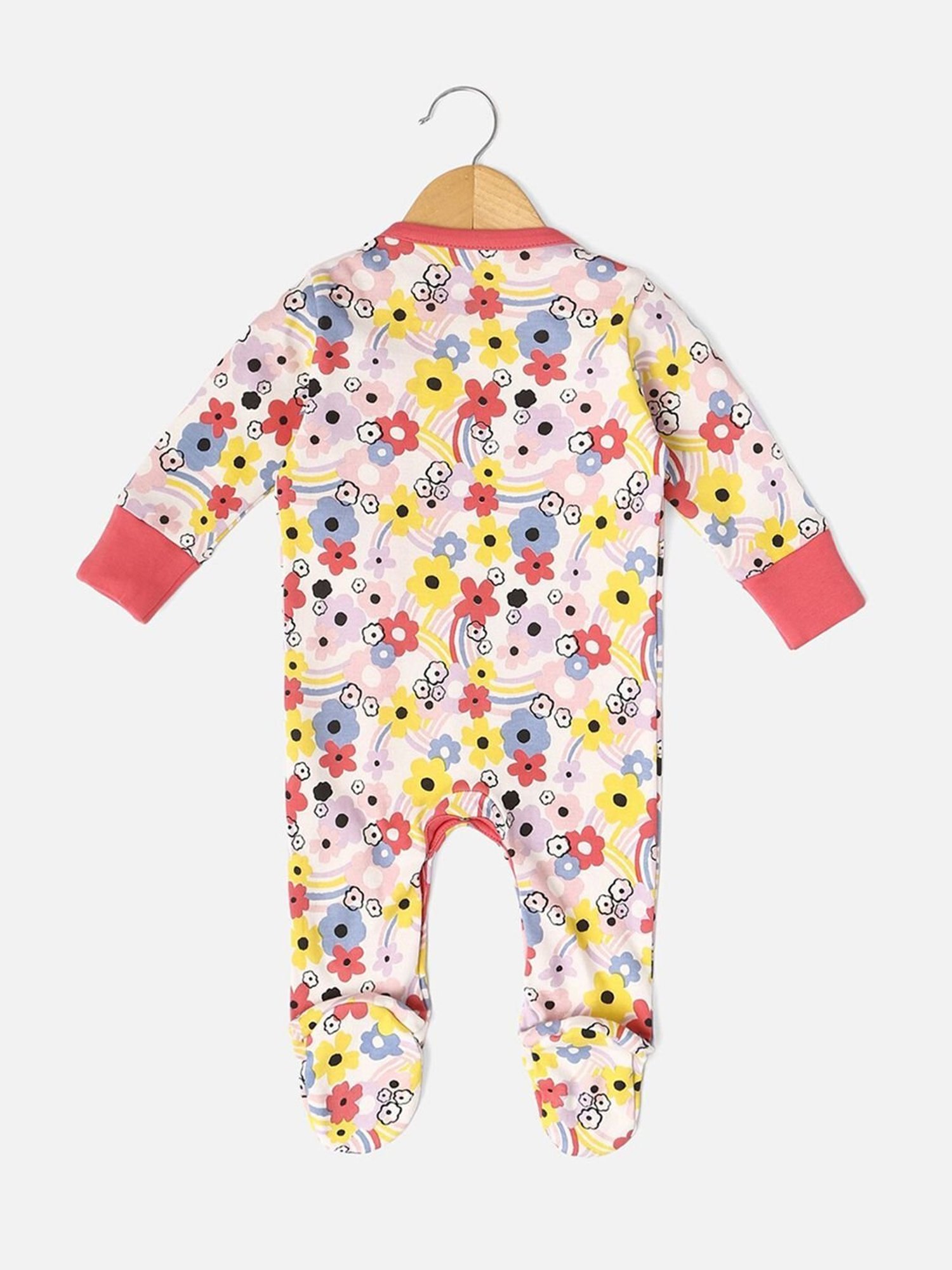 Ed-a-Mamma Baby Pink & White Printed Bodysuit (Pack Of 2)