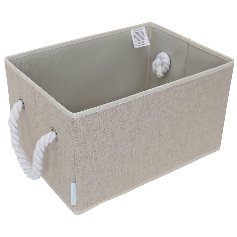 StorageWorks Set of 2 20L Fabric Storage Bins with Cotton Rope Handles Beige