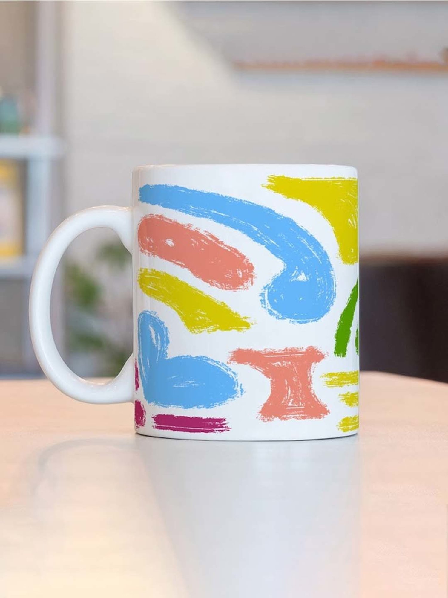 Nestroots White Stoneware Colorburst Coffee Mug (0.325 L)