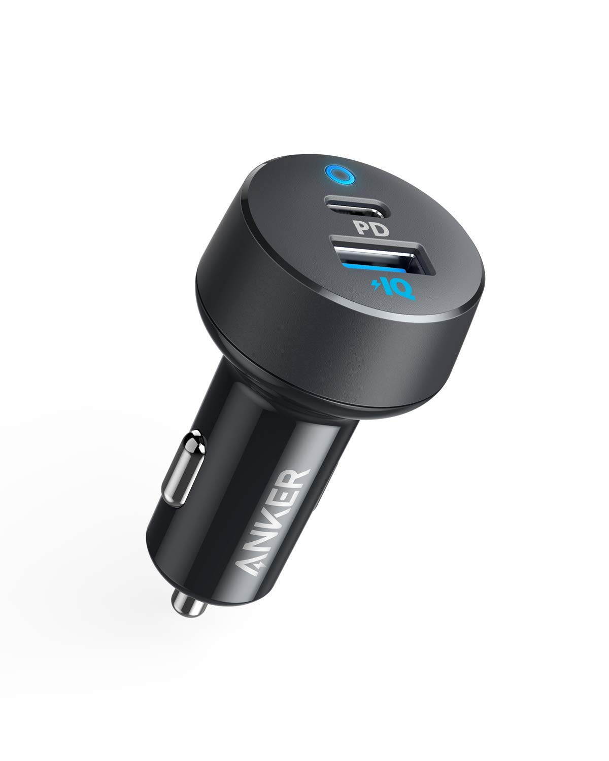 Anker Car Charger USB C, 30W 2-Port Compact Type C Car Charger with 18W Power Delivery and 12W PowerIQ, PowerDrive PD 2 with LED for iPad Pro (2018), iPhone XS/Max/XR/X/8/7, Pixel 3/2/XL and More
