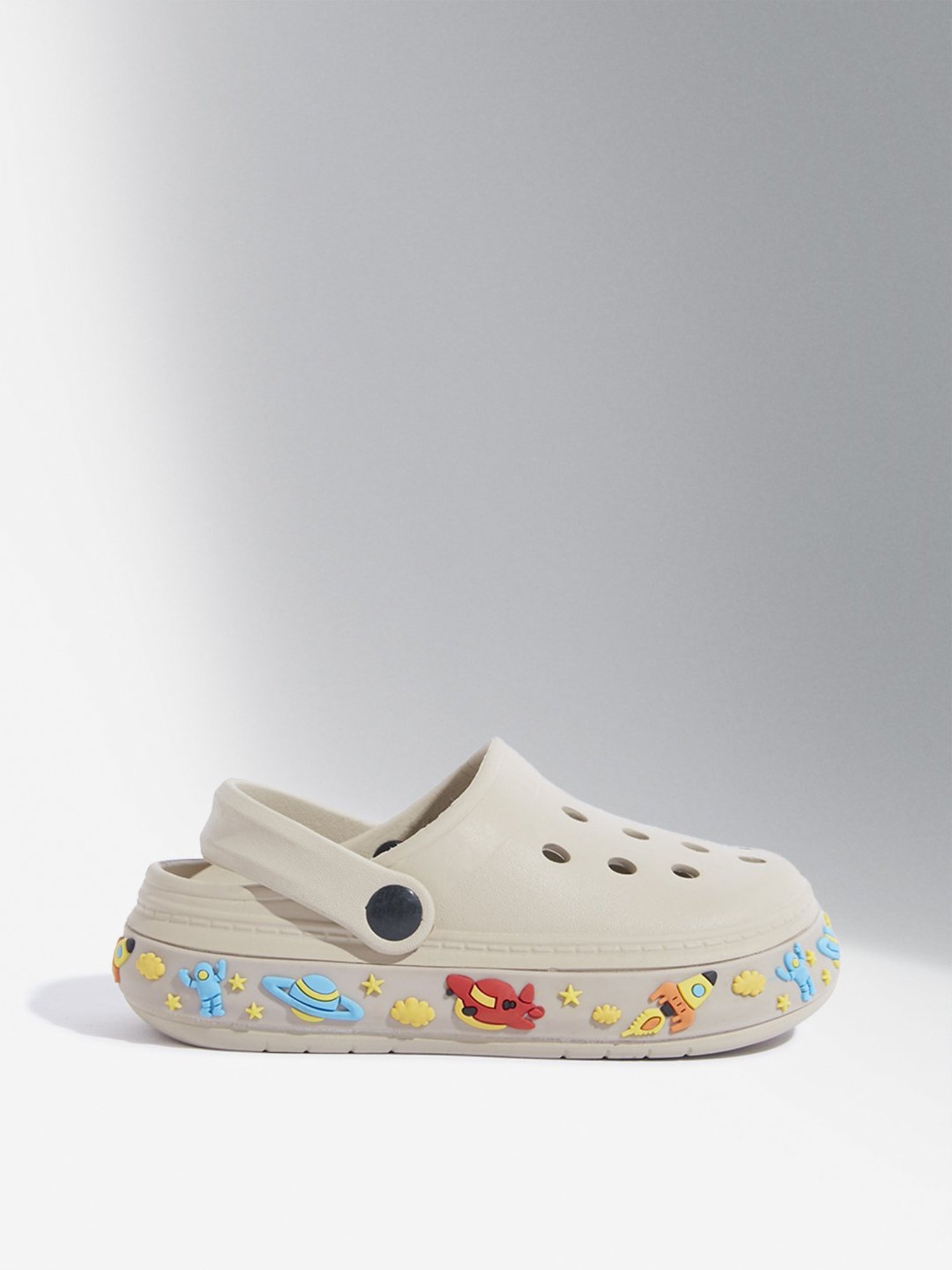 Yellow by Westside Beige Space Applique Clogs