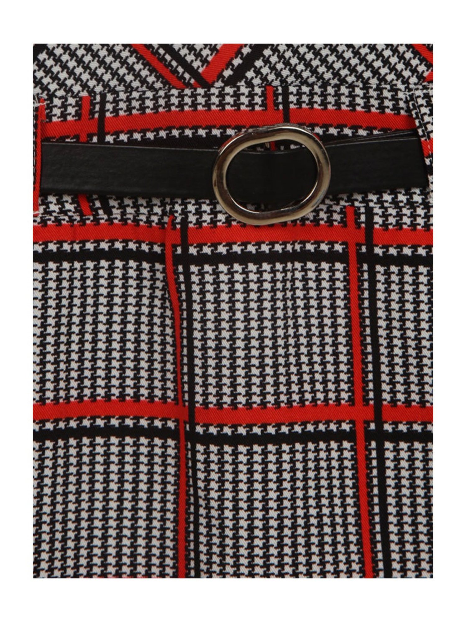 Tiny Girl Kids Multicolor Checks Pinafore Dress, T-Shirt And Belt