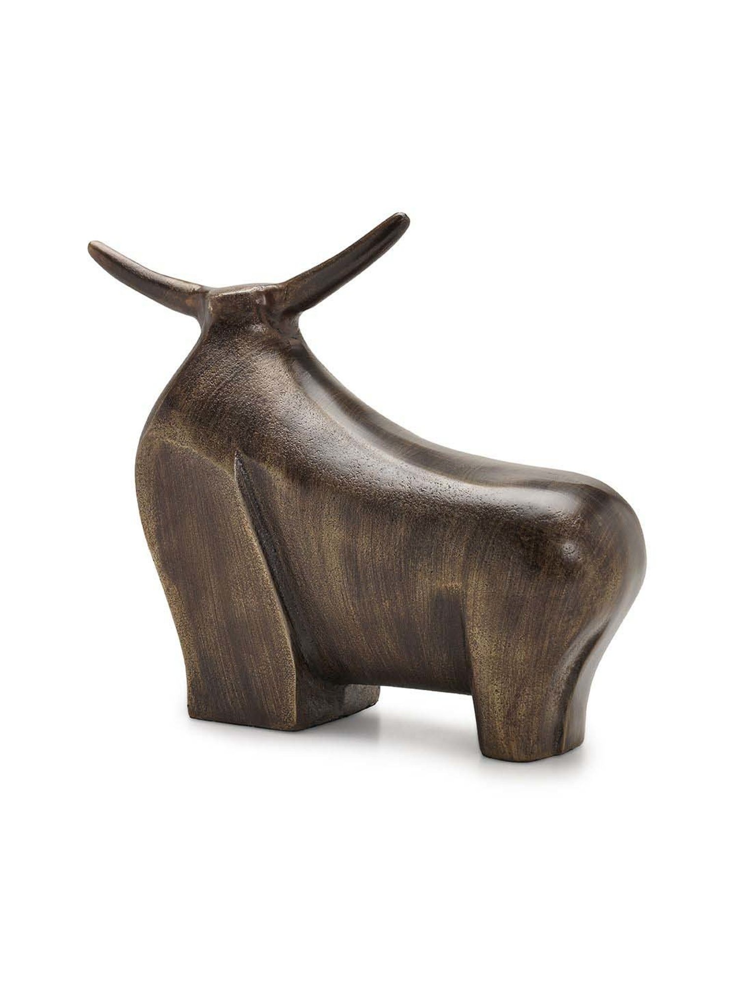 Pure Home and Living Brown Aluminium Antique Bull Figurine