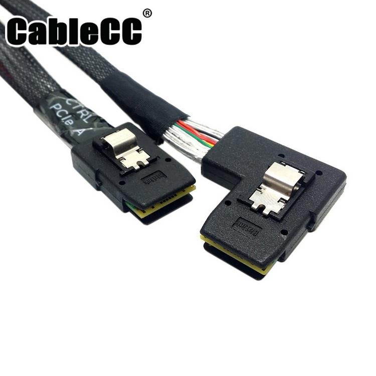 Cablecc  Ultra Slim Flat Left Angled 90 Degree Mini SAS 36pin SFF-8087 to 8087 Data Raid Cable 80cm