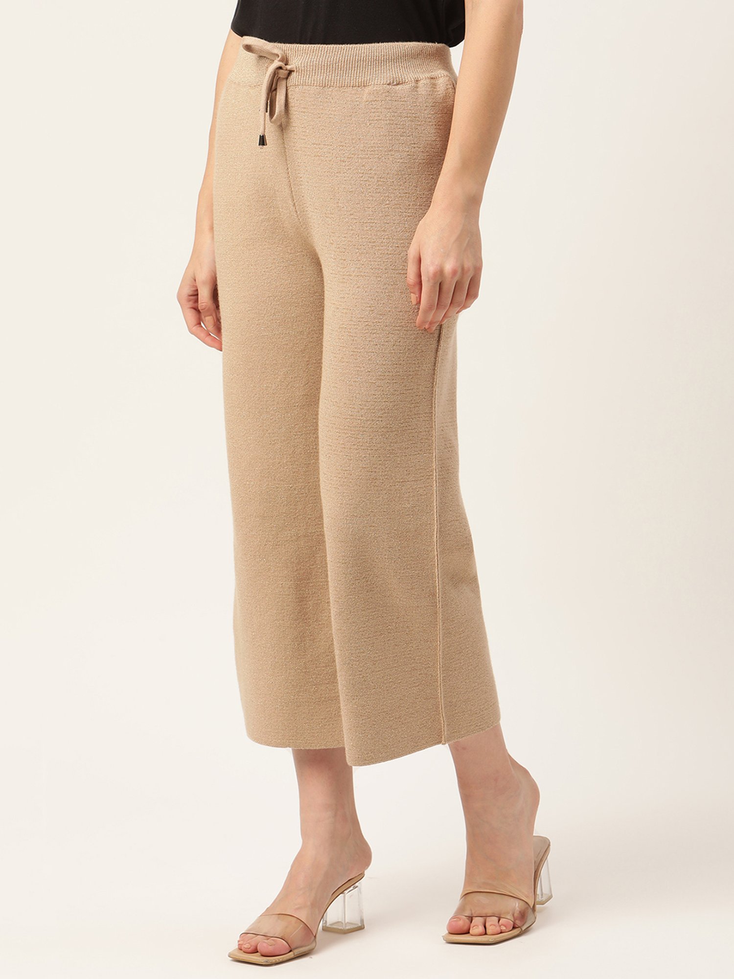Rooted Beige Regular Fit Drawstring Trousers