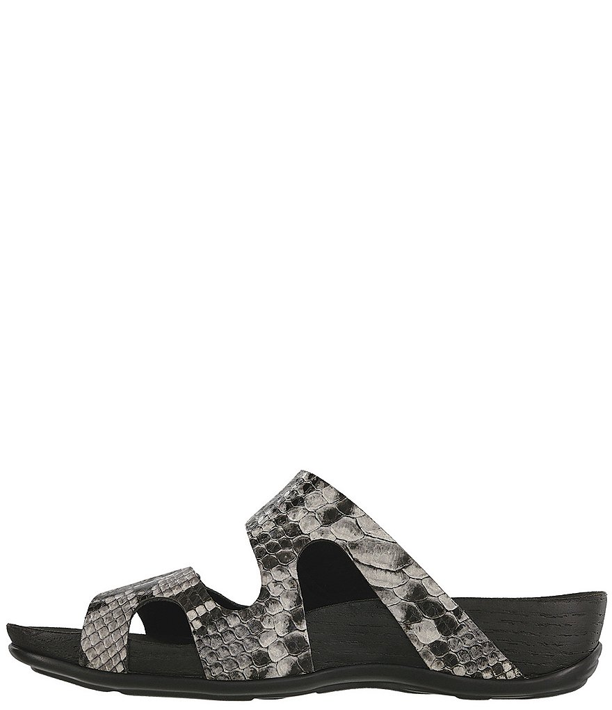 SAS Seaside Snake Print Leather Slide Sandals
