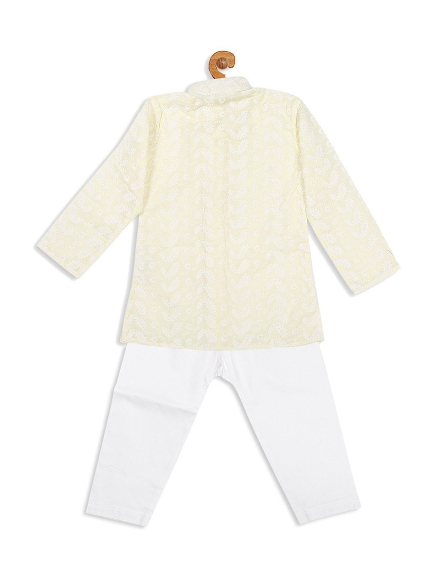 VASTRAMAY SISHU Cream & White Cotton Embroidered Kurta Set