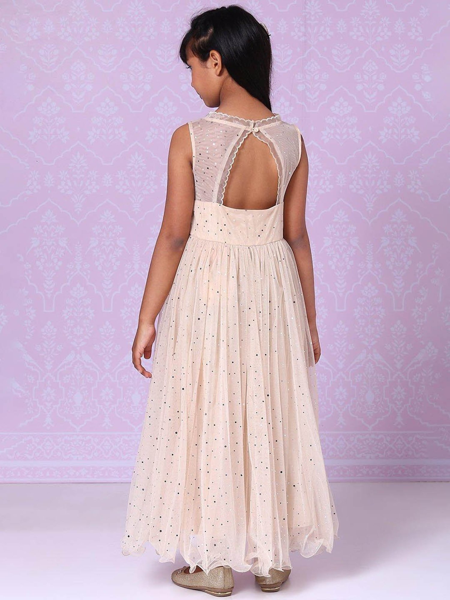 BIBA Girls Beige Embellished Anarkali