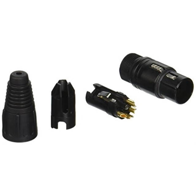 neutrik nc4fxb 4pin female cable, black/gold contacts