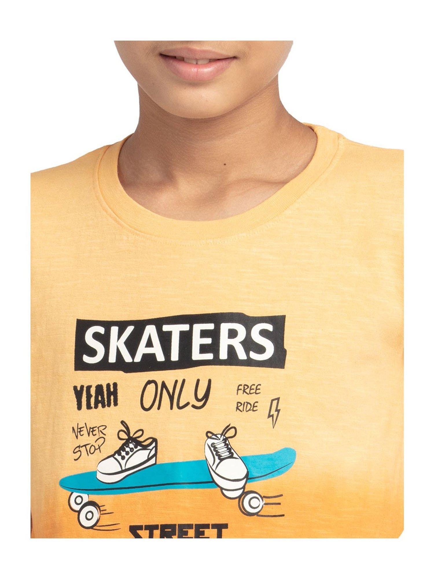Under Fourteen Only Kids Yellow Printed T-Shirt