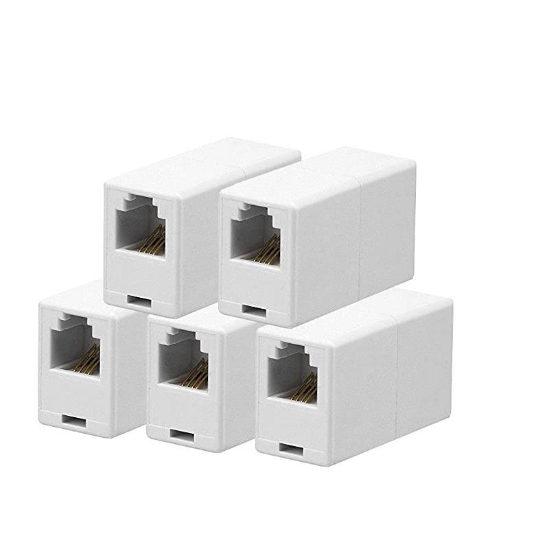 RJ11 6P4C Straight Telephone Inline Coupler (5 Pack)