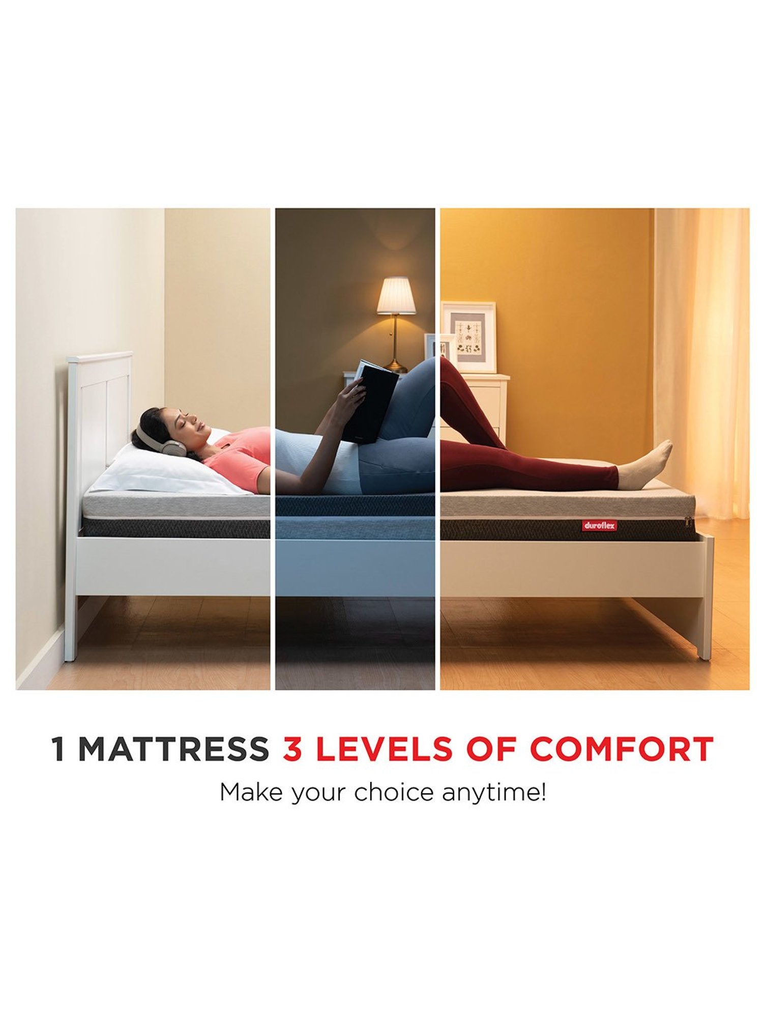 Duroflex Live-in Adapt Grey Foam New Gen Smart Design Flippable Adjustable Single Mattress
