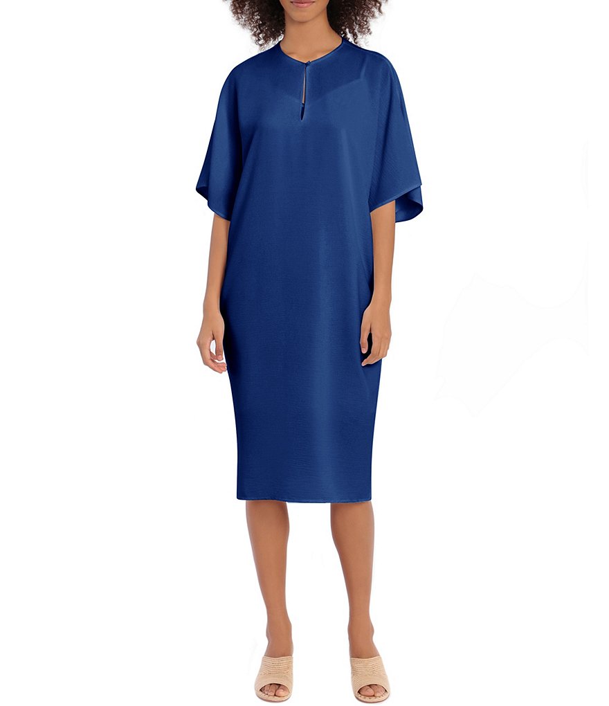 Maggy London Split Neck Short Sleeve Caftan Dress