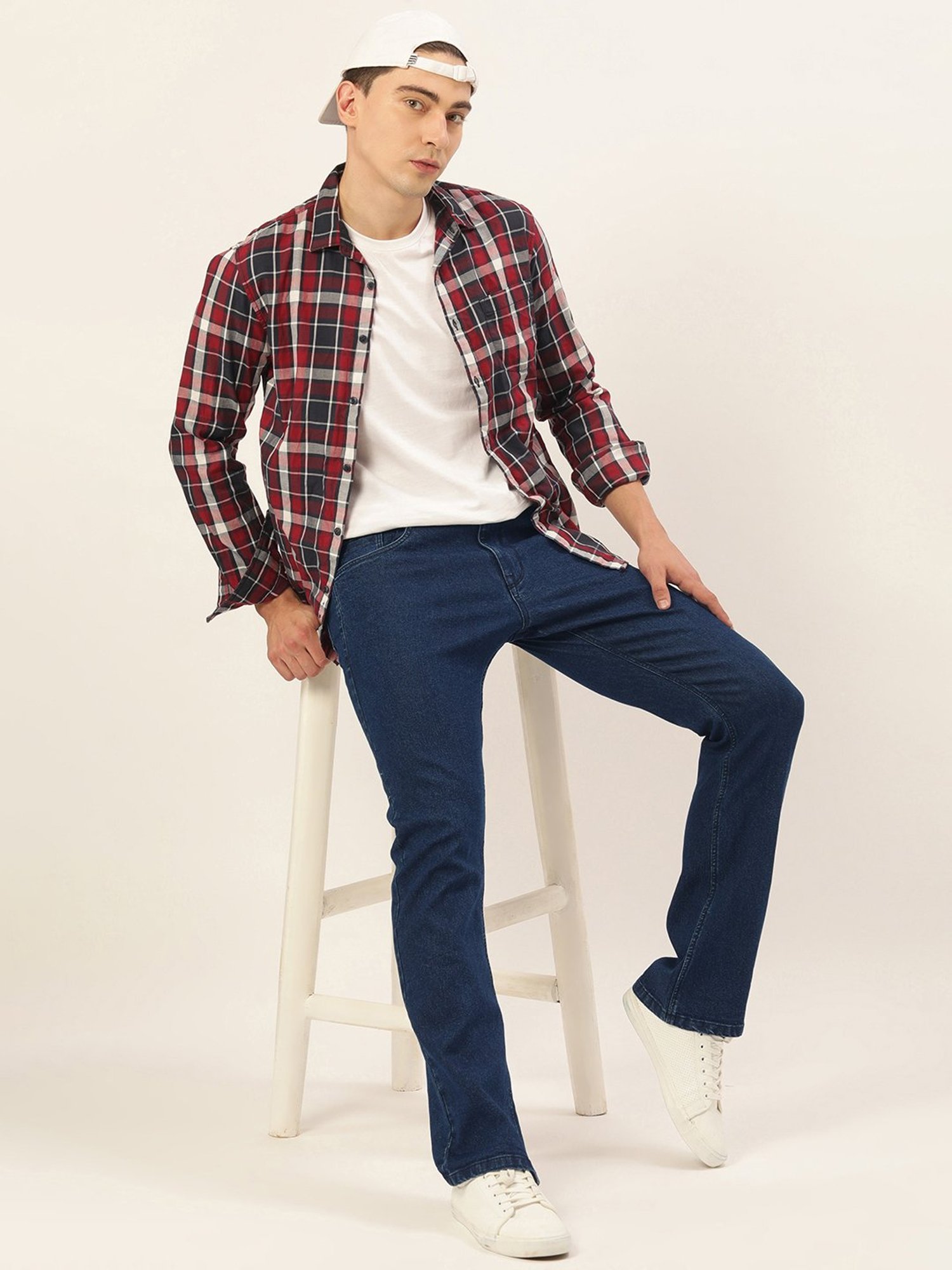 IVOC Navy Lightly Washed Boot Cut Jeans