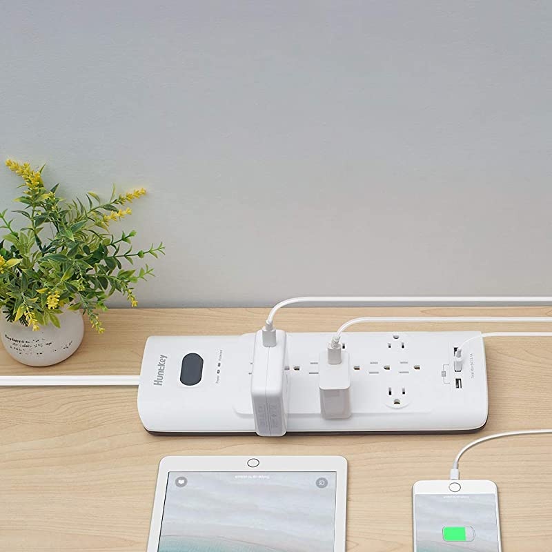 Surge Protector Power Strip, 12 Outlets Extender with 3 USB Charging Ports 5V/3.1A, 6 Foot Extension Cord, 4000 Joules