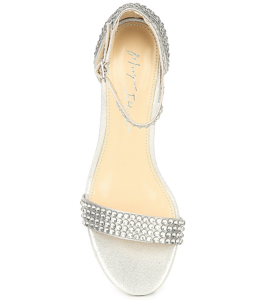 Blue by Betsey Johnson Mari Oversized Rhinestone Embellished Block Heel Dress Sandals