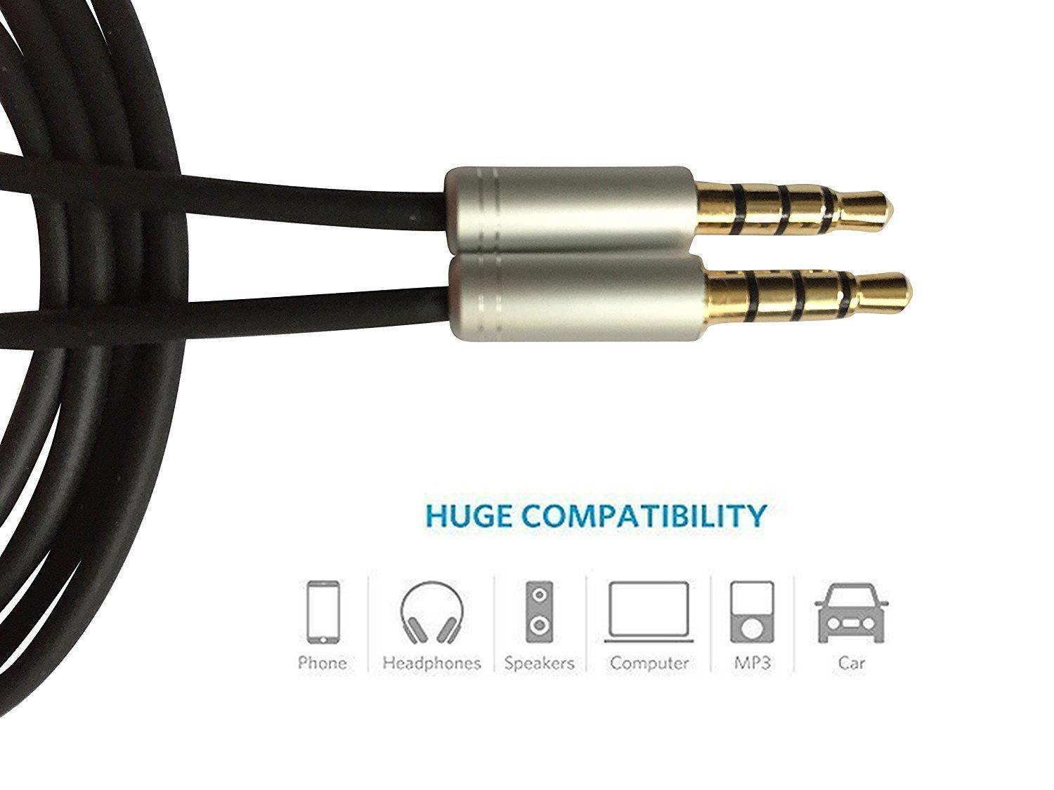 1.5M Auxiliary Audio Cable w/ Gold Plated 3.5mm to 3.5mm Male Jacks