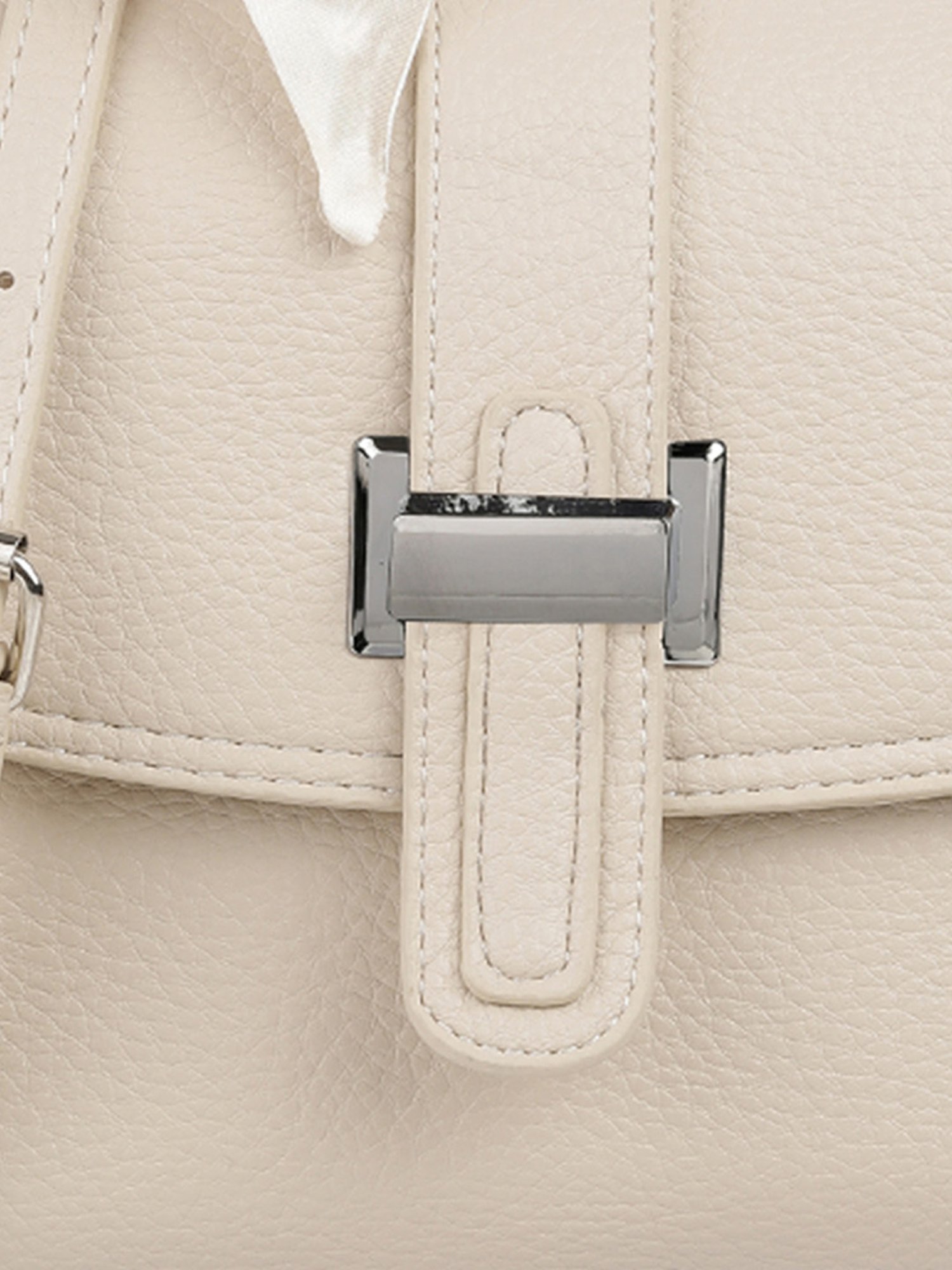 Mochi Off White Textured Medium Satchel