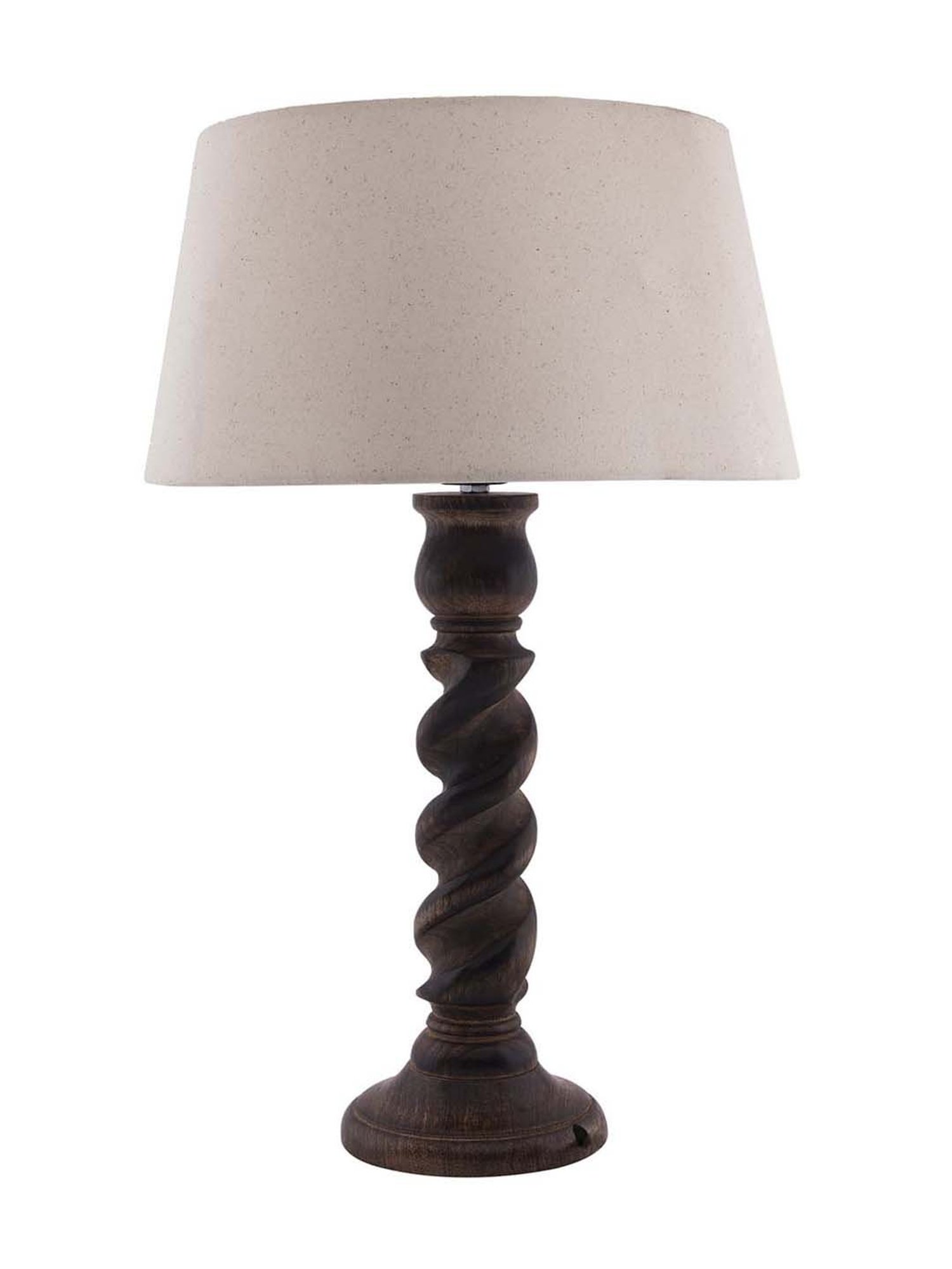 Homesake Brown Classic Twister Table Lamp with Khadi Shade (Bulb Included) - Set of 1