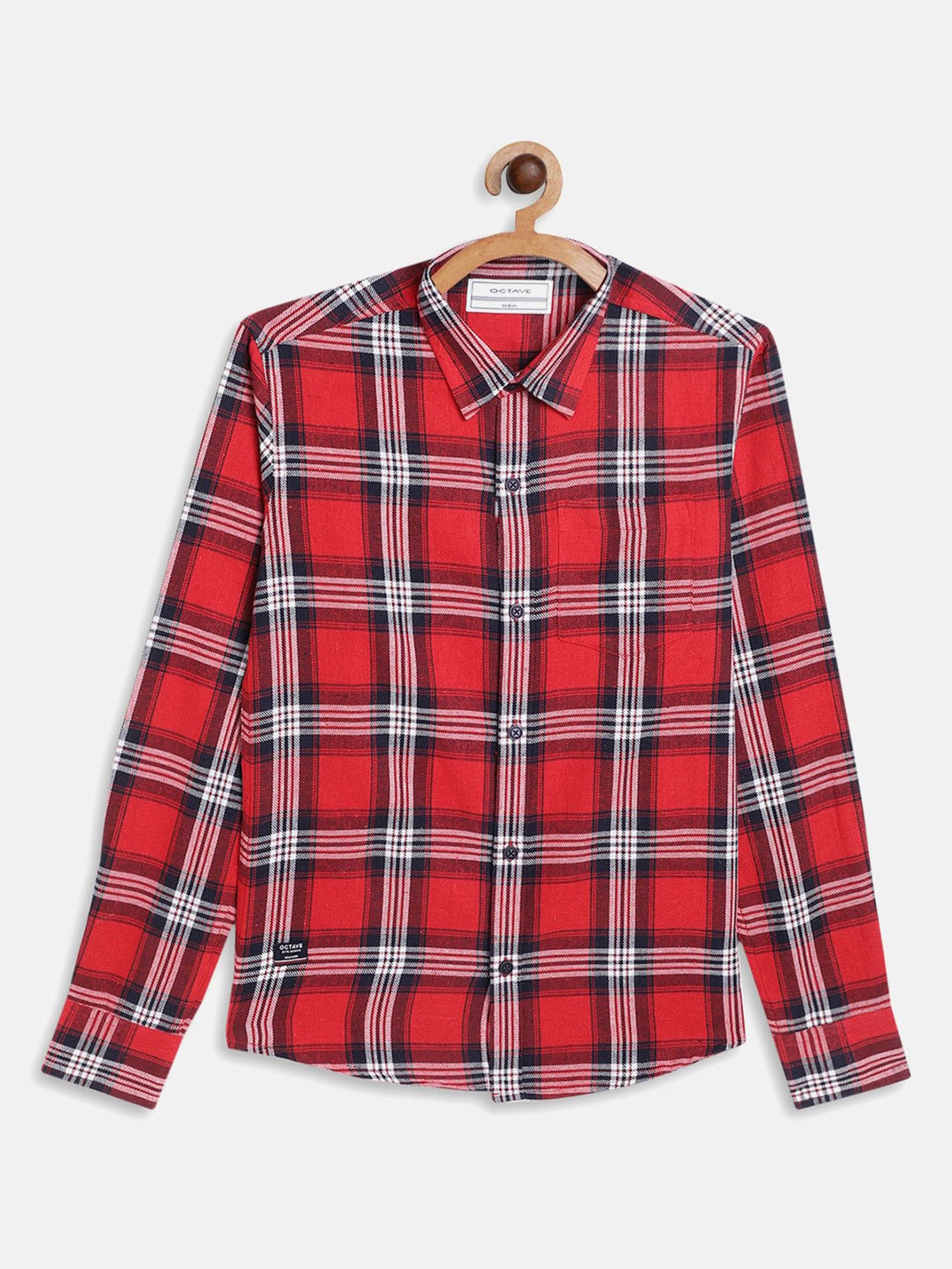Octave Boys Red Checks Full Sleeves Shirt