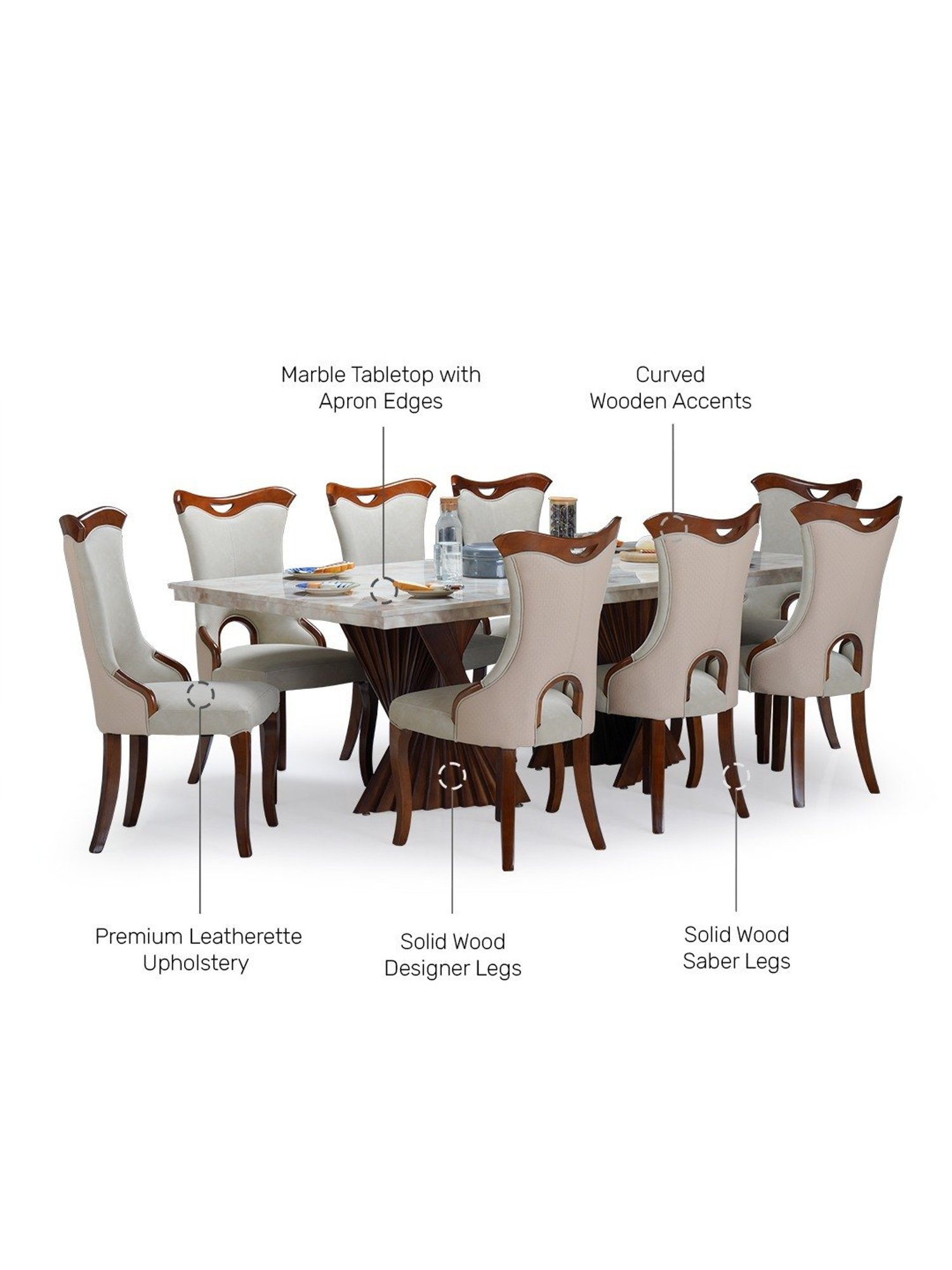 Nilkamal Olivia Brown Solid Wood - Rubberwood 6 Seater Dinning Table set