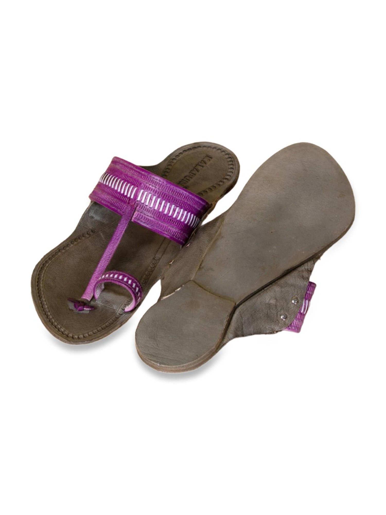 Kalapuri Men's Grey Kolhapuri Sandals
