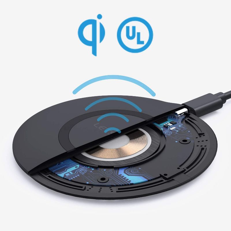 Letscom Wireless Charger, Qi-Certified 15W Fast Wireless Charging Pad with QC3.0 AC Adapter, Compatible with iPhone, Samsung, LG, Airpods & More - Super P+QC3.0AC