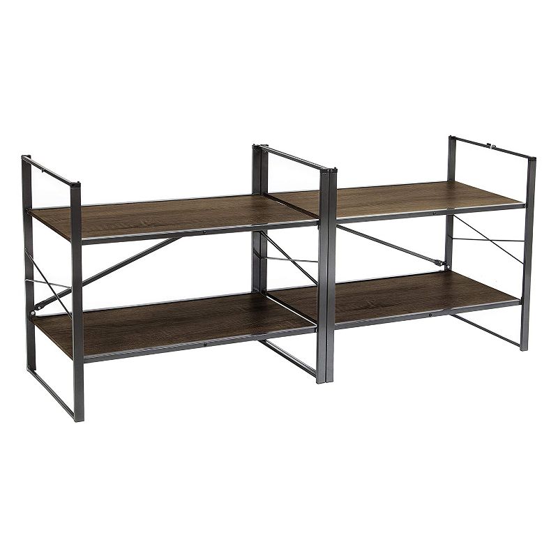 Origami Adjustable 2 in 1 Organizing Storage Rack Multi Tier Utility Shelving Unit for Bedroom, Laundry Room, and Kitchen, Espresso