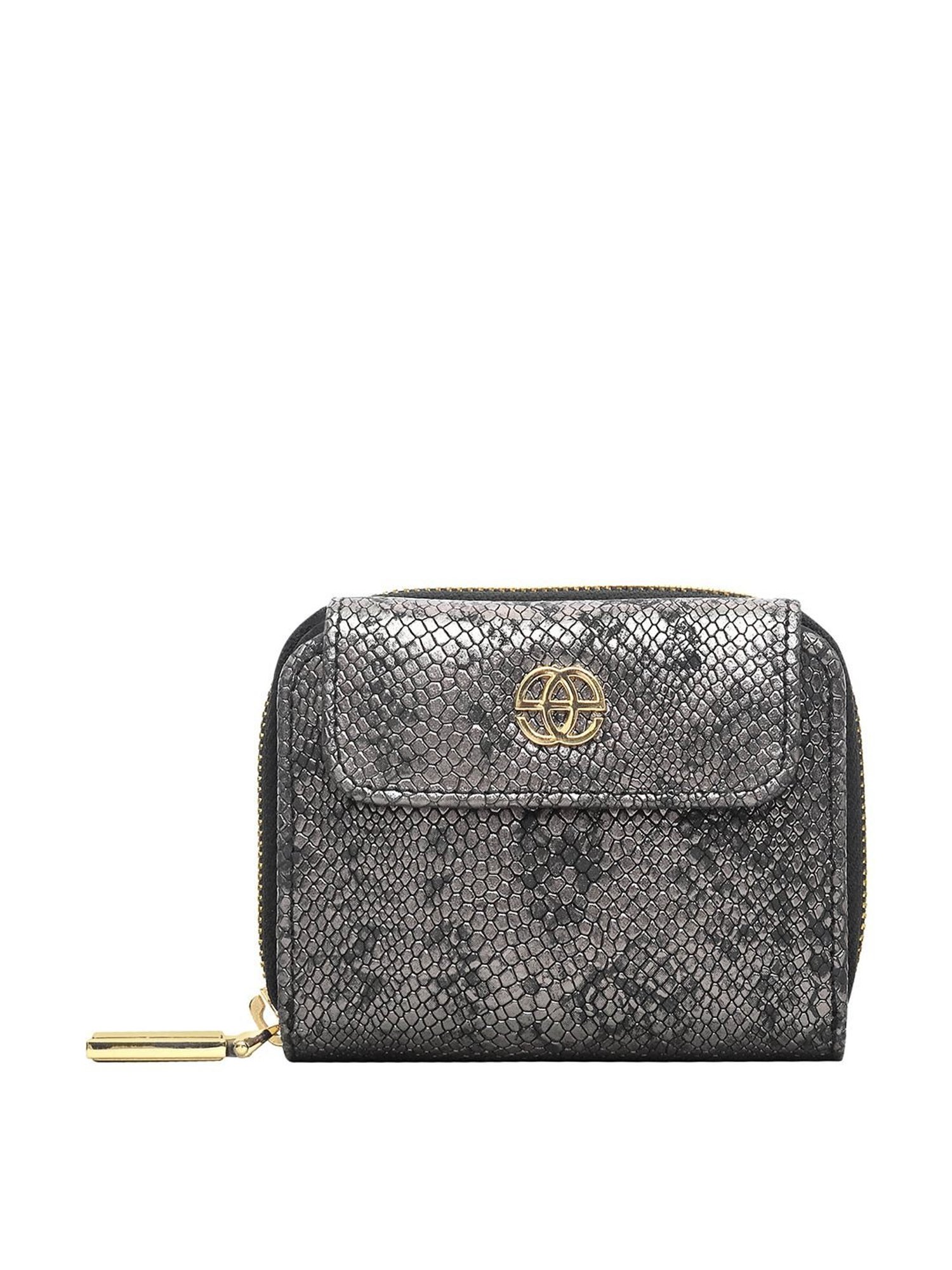 Eske Grey & Black Printed Zip Around Wallet for Women