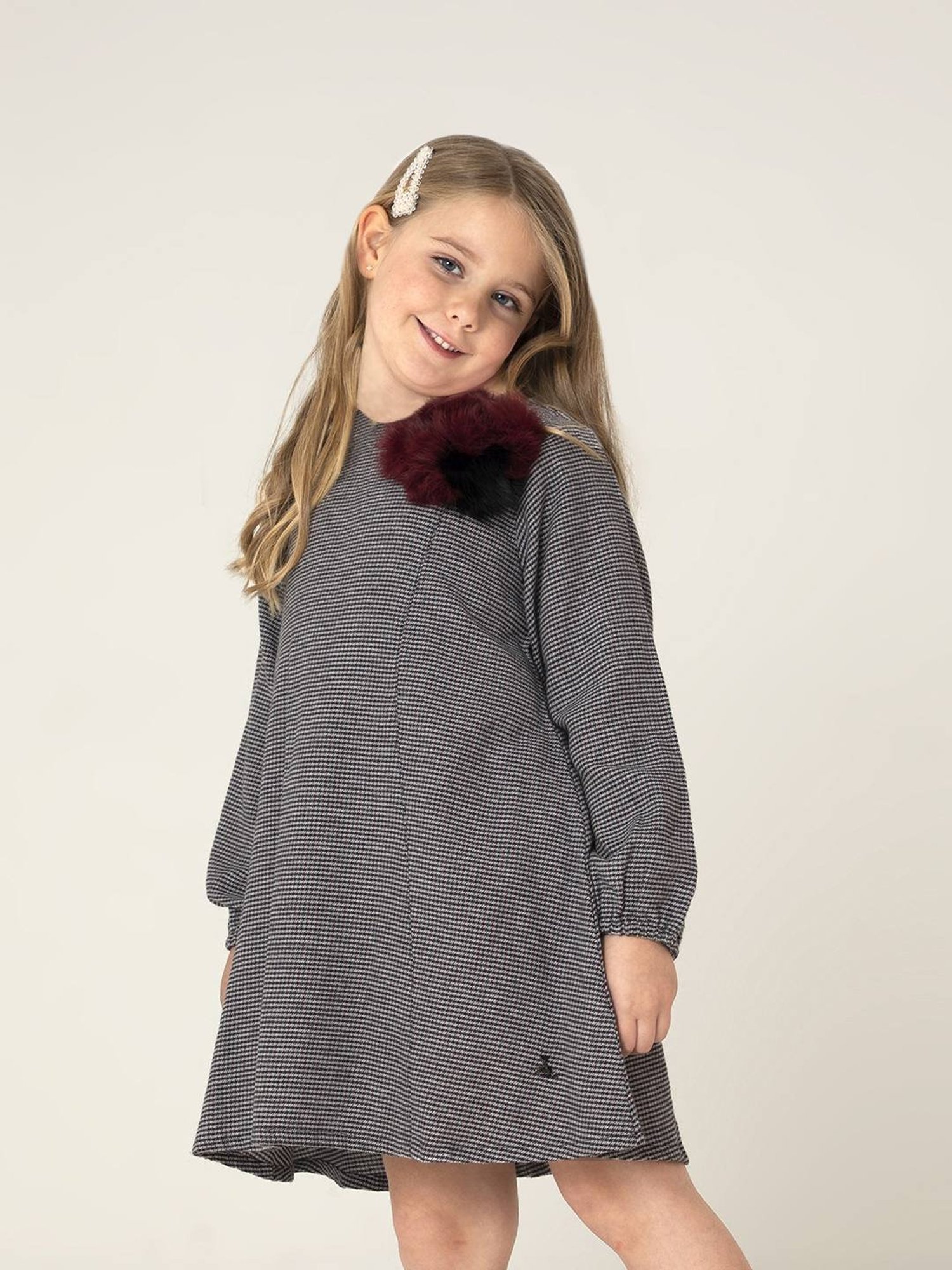 Cherry Crumble By Nitt Hyman Kids Grey Cotton Dress