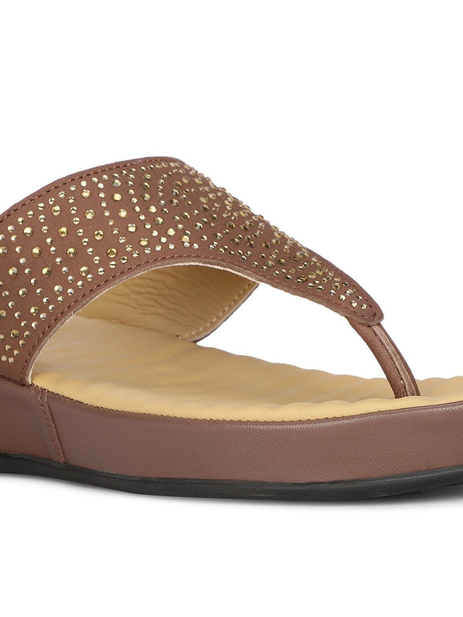Scholl by Bata Women's POPPY Brown Thong Wedges