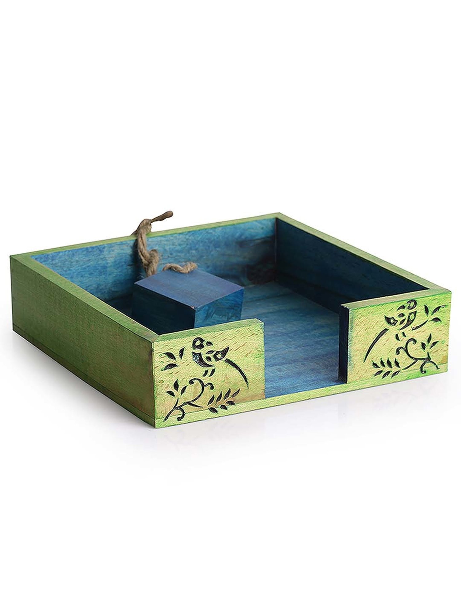 ExclusiveLane The Dancing Peacock Brown Sheesham Wood Napkin Holder - Set of 1