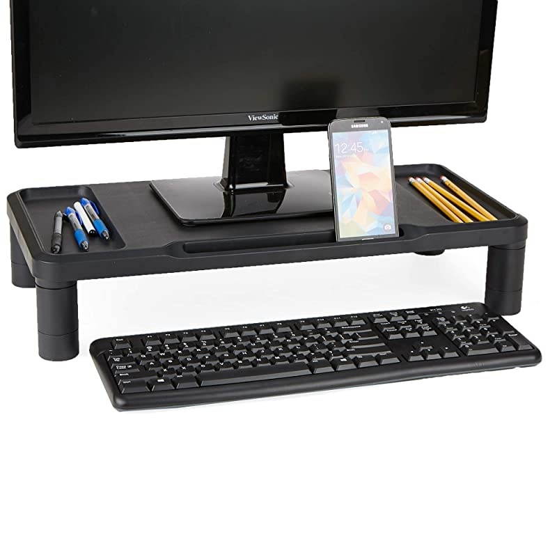 LGPLMONSTBLK Monitor Stand Durable Plastic Monitor Riser for Computer Monitor Laptop PC MacBook Black