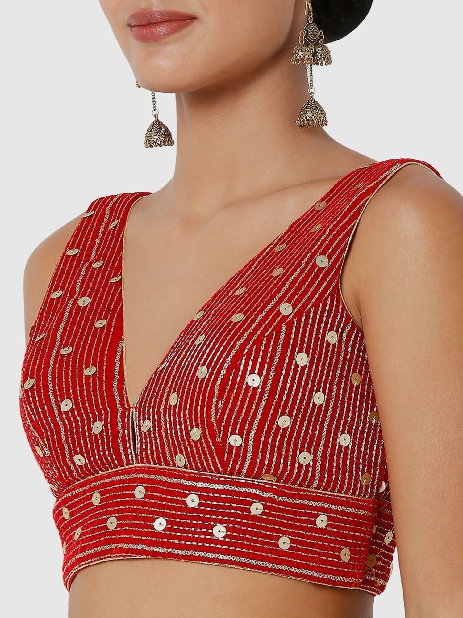 Salwar Studio Red Embellished Readymade Blouse